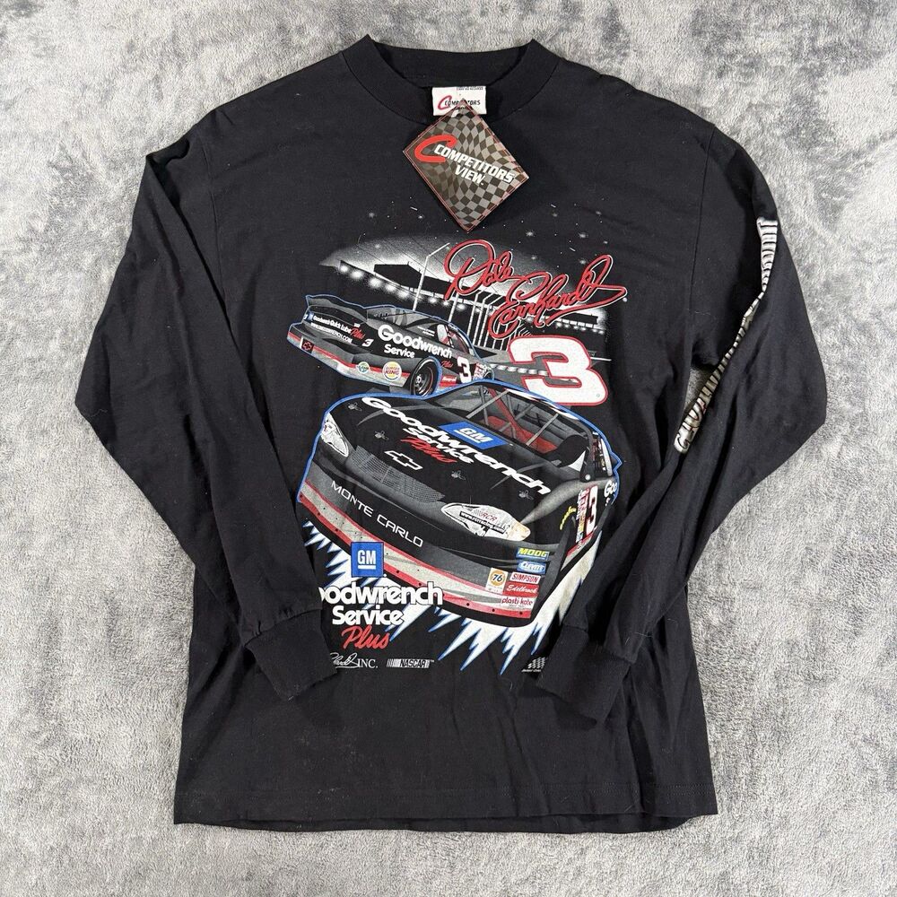 VTG Dale Earnhardt Mens M Black‎ NASCAR Racing Competitors View Made In USA LS